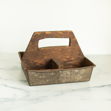 Antique Metal and Wooden Caddy