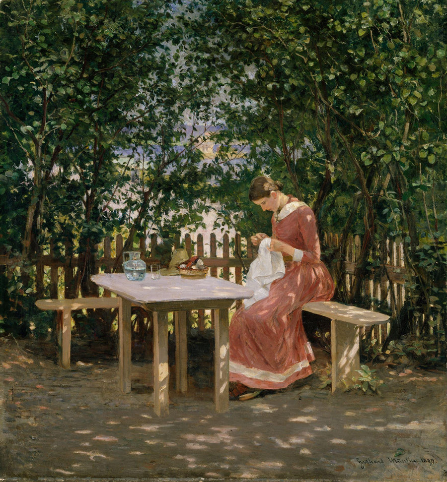 The Artist's Wife in the Arbour by Gerhard Munthe