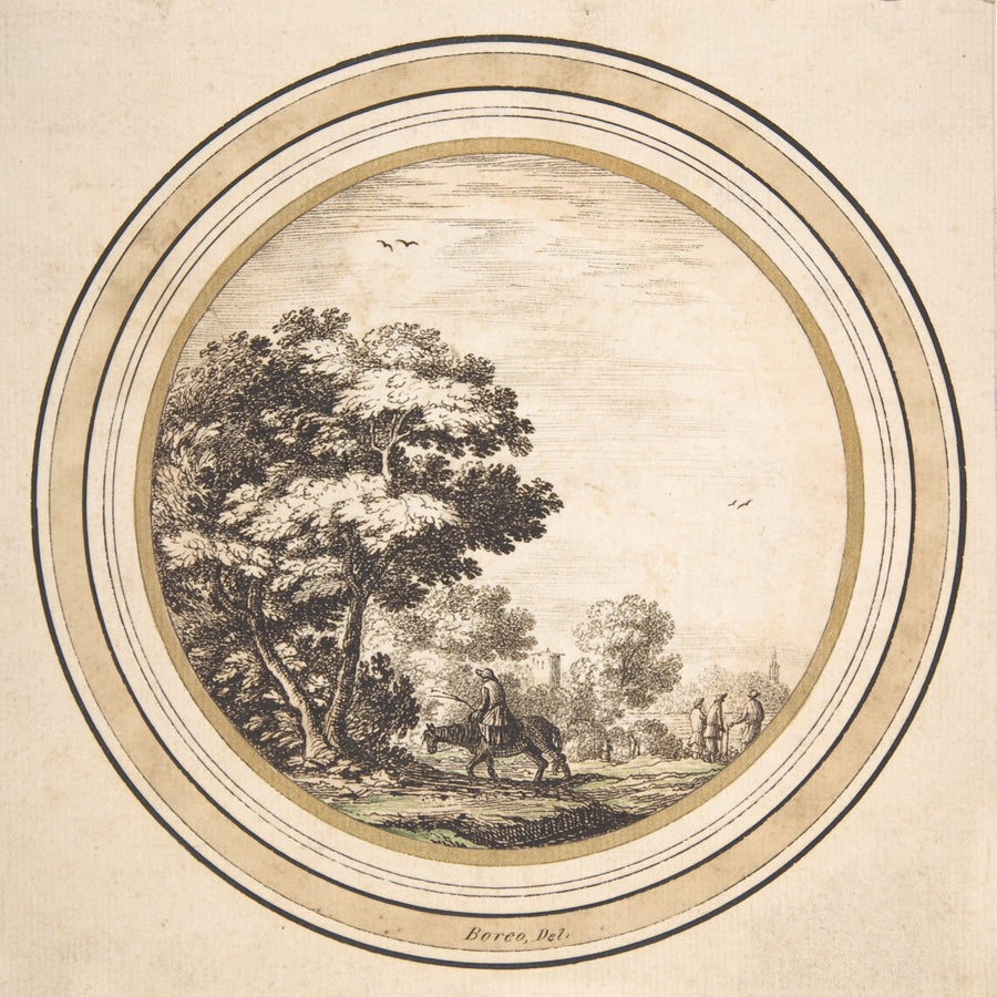 Man on a Donkey in a Landscape by Unknown Artist