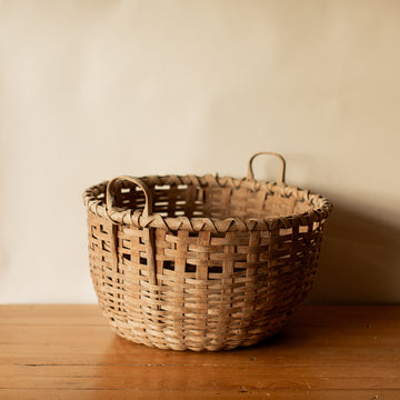 Large Antique Woven Gathering Basket