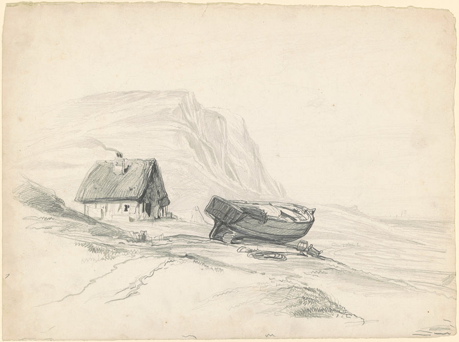 House and Boat at the Shore by Seth Wells Cheney