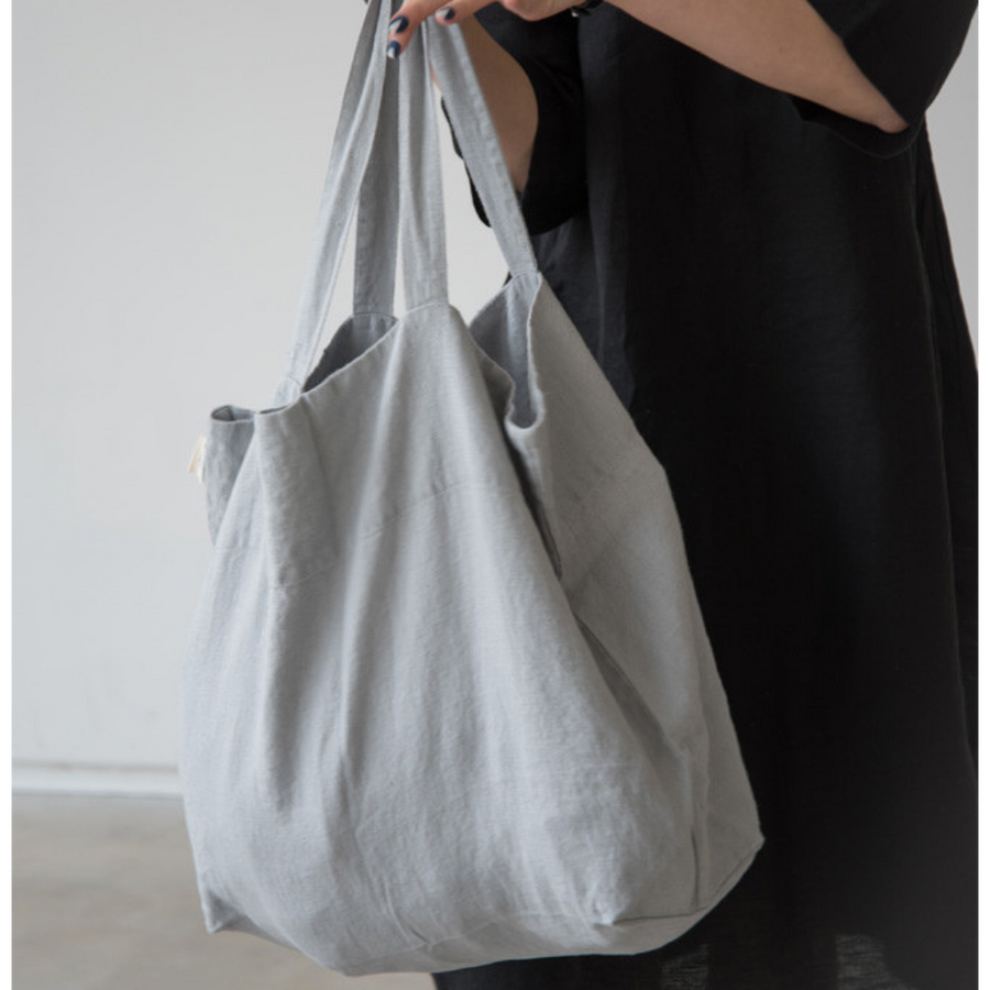 Blue Handmade Large Linen Bag