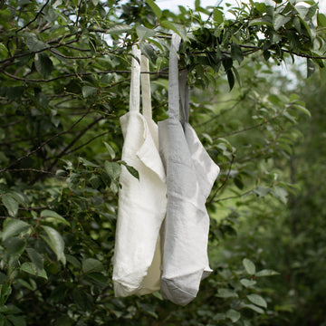 White Handmade Large Linen Bag