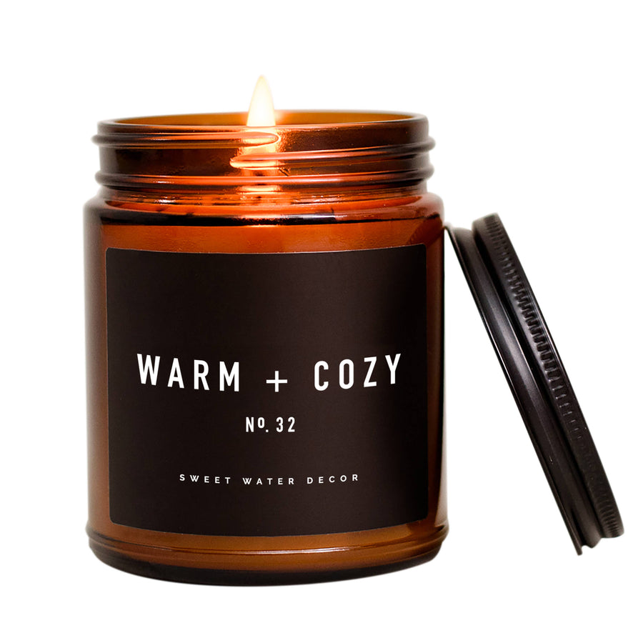 Warm and Cozy Soy Candle - Amber Jar - 9 oz